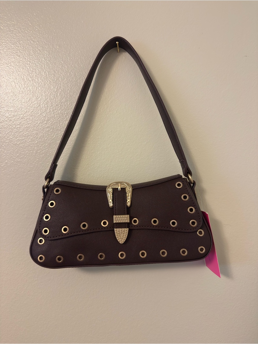 Betsey Johnson Chocolate Brown Shoulder Bag with Gold Hardware